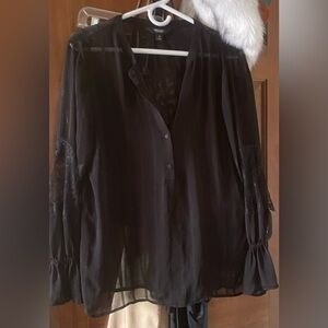 Simply Vera Vera Wang Black Sheer Blouse